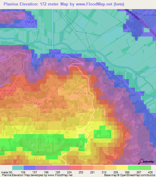 Planina,Slovenia Elevation Map