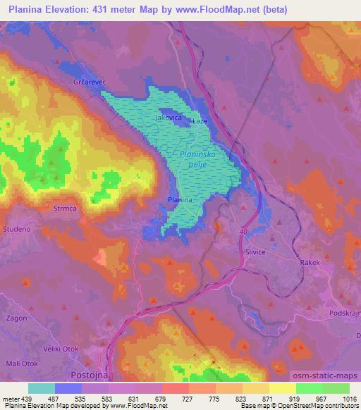 Planina,Slovenia Elevation Map