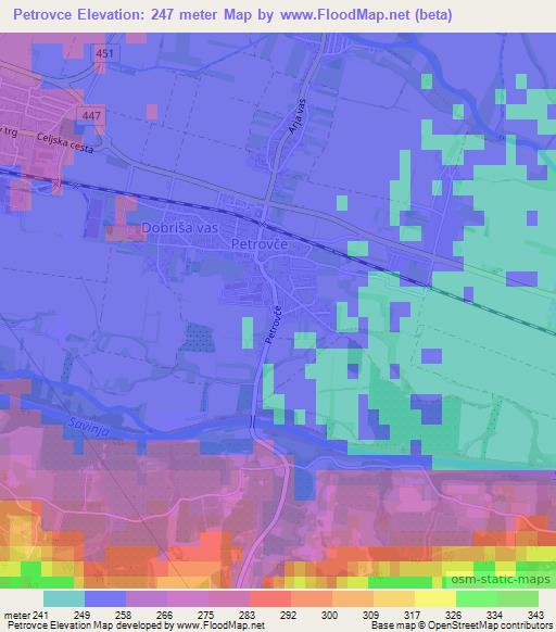Petrovce,Slovenia Elevation Map