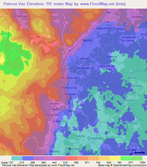 Petrova Vas,Slovenia Elevation Map