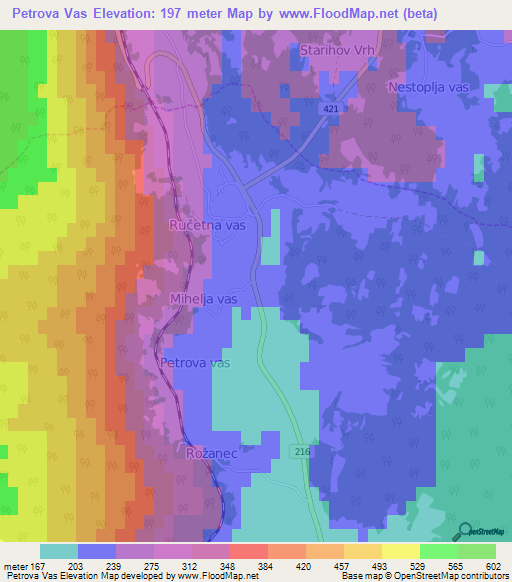 Petrova Vas,Slovenia Elevation Map