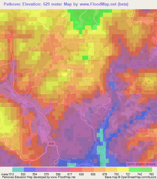 Petkovec,Slovenia Elevation Map