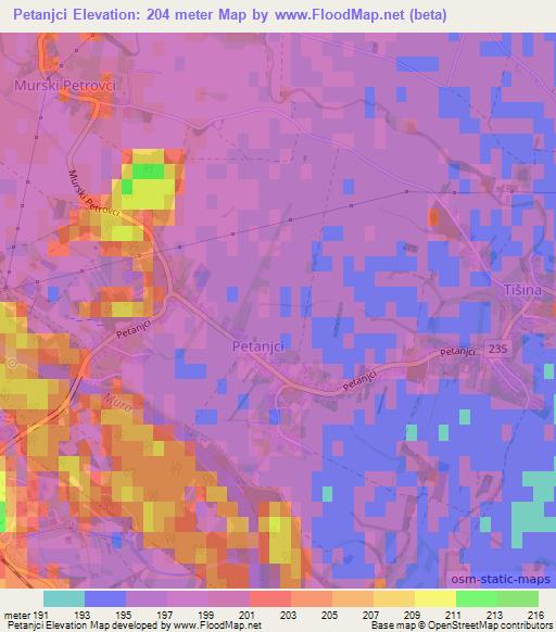 Petanjci,Slovenia Elevation Map