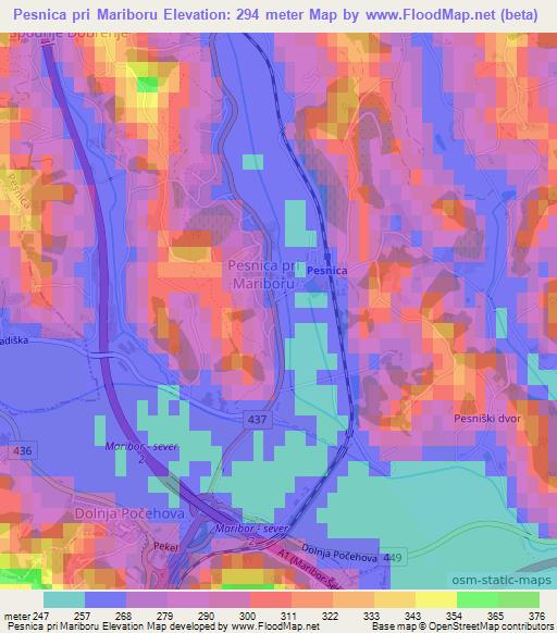 Pesnica pri Mariboru,Slovenia Elevation Map