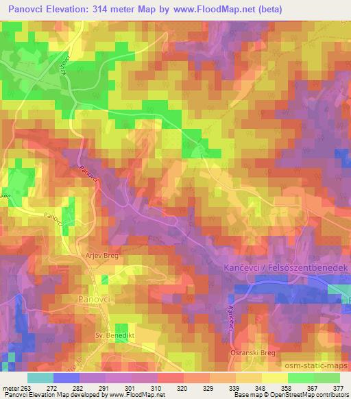 Panovci,Slovenia Elevation Map