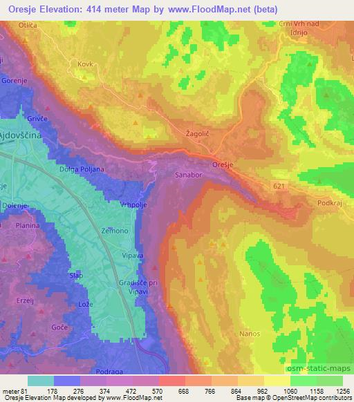 Oresje,Slovenia Elevation Map