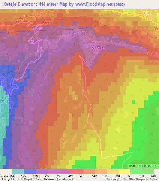 Oresje,Slovenia Elevation Map