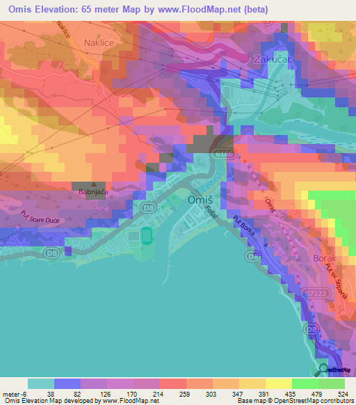 Elevation of Omis,Croatia Elevation Map, Topography, Contour