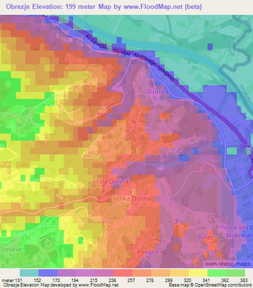 Obrezje,Slovenia Elevation Map