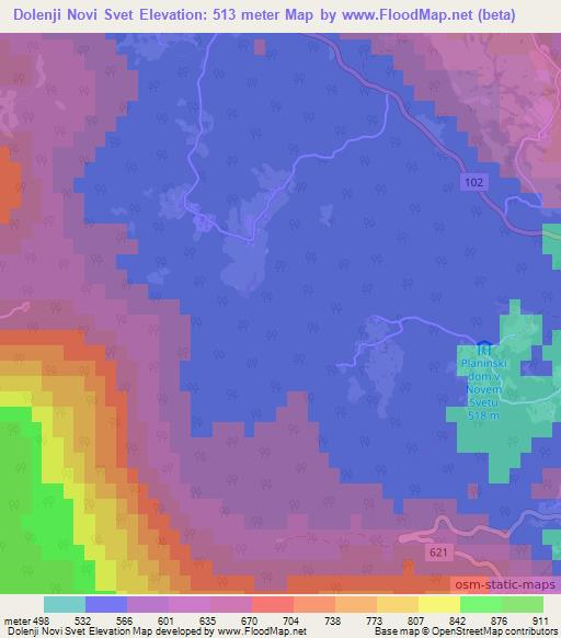 Dolenji Novi Svet,Slovenia Elevation Map