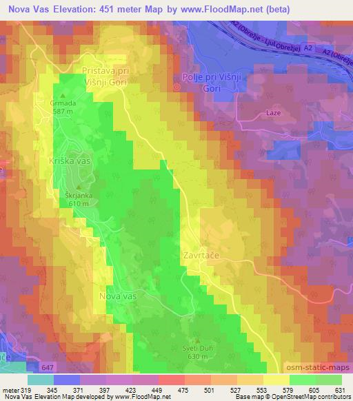 Nova Vas,Slovenia Elevation Map