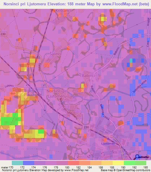 Norsinci pri Ljutomeru,Slovenia Elevation Map