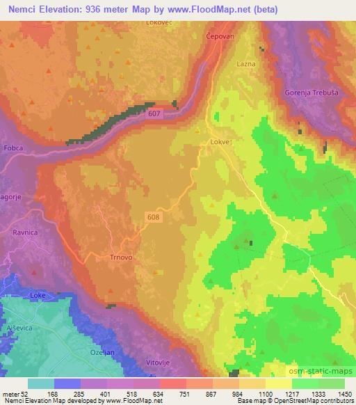 Nemci,Slovenia Elevation Map