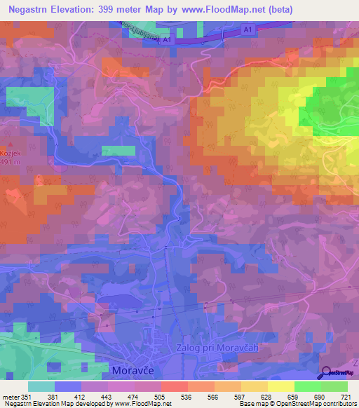 Negastrn,Slovenia Elevation Map