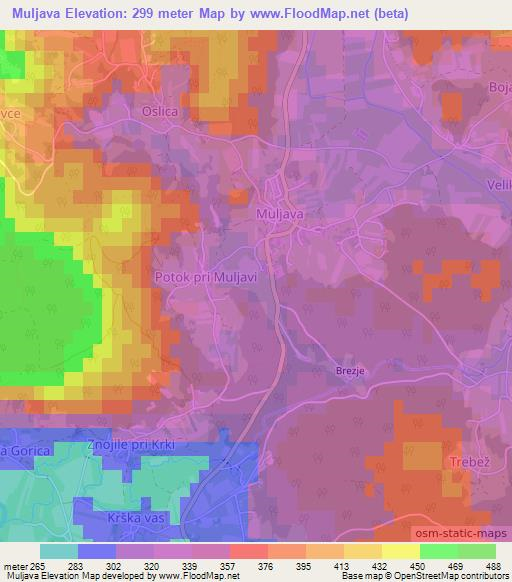 Muljava,Slovenia Elevation Map