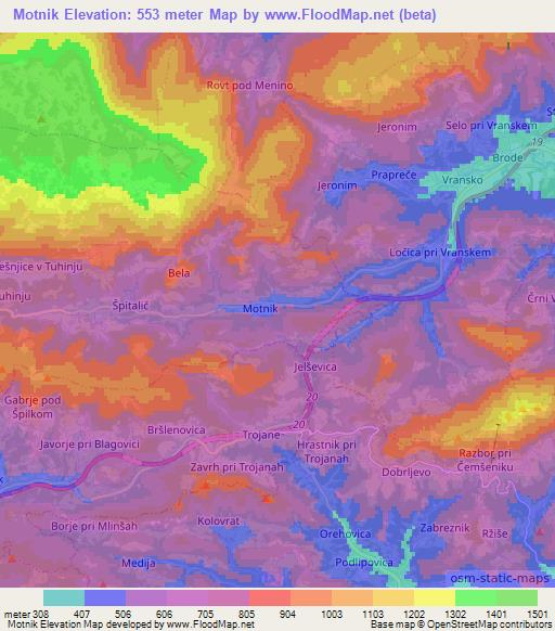 Motnik,Slovenia Elevation Map