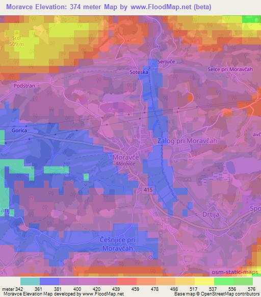 Moravce,Slovenia Elevation Map