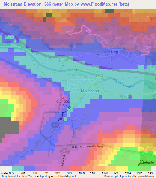 Mojstrana,Slovenia Elevation Map