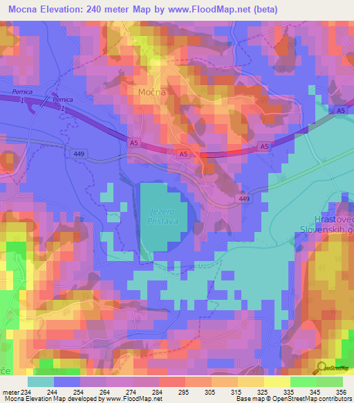 Mocna,Slovenia Elevation Map