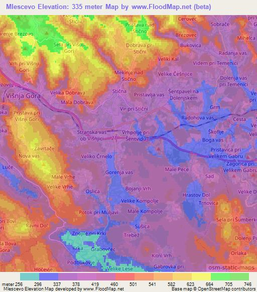 Mlescevo,Slovenia Elevation Map