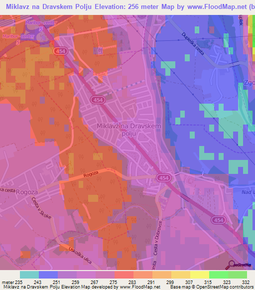 Miklavz na Dravskem Polju,Slovenia Elevation Map