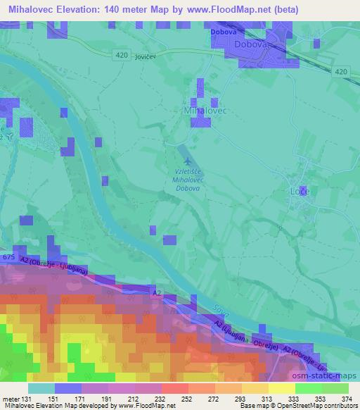 Mihalovec,Slovenia Elevation Map