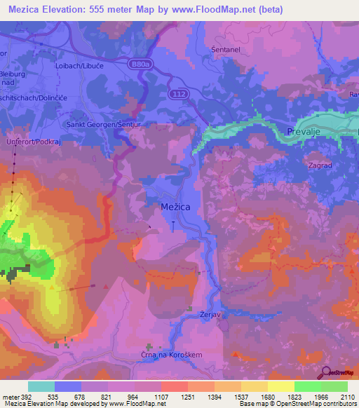 Mezica,Slovenia Elevation Map