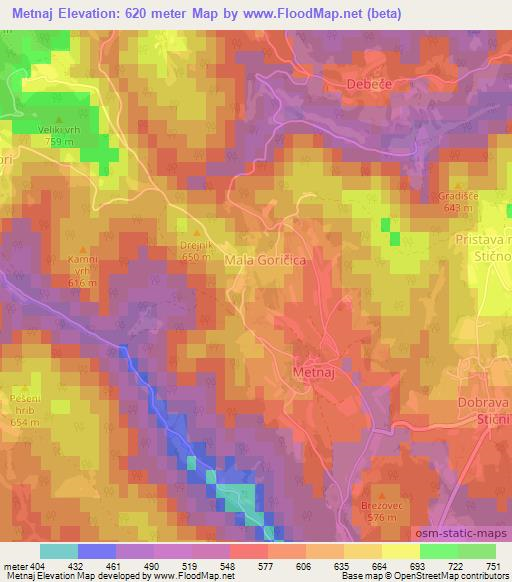 Metnaj,Slovenia Elevation Map