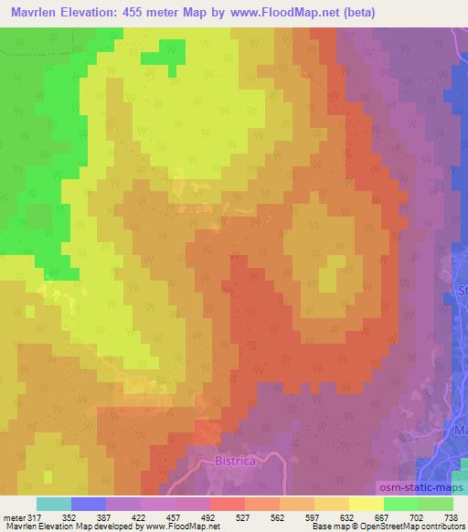 Mavrlen,Slovenia Elevation Map