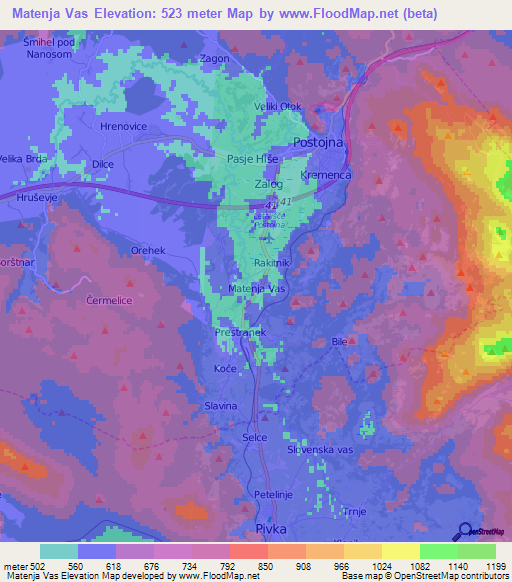 Matenja Vas,Slovenia Elevation Map