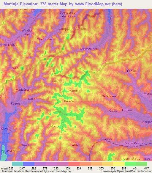 Martinje,Slovenia Elevation Map