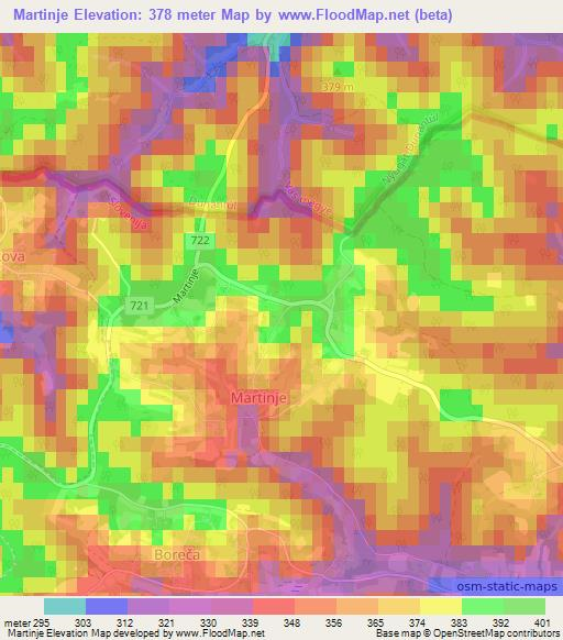 Martinje,Slovenia Elevation Map