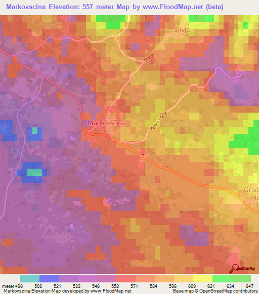 Markovscina,Slovenia Elevation Map