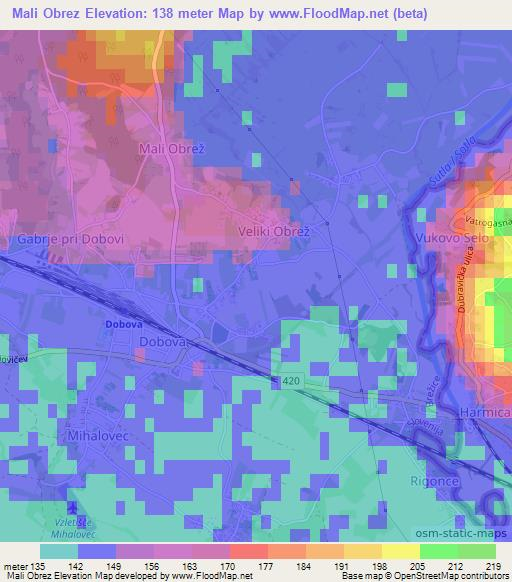 Mali Obrez,Slovenia Elevation Map