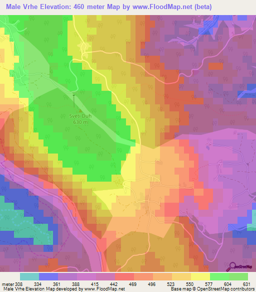 Male Vrhe,Slovenia Elevation Map