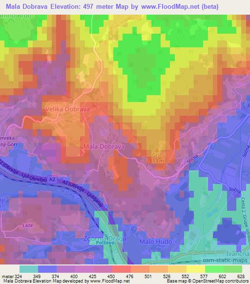 Mala Dobrava,Slovenia Elevation Map