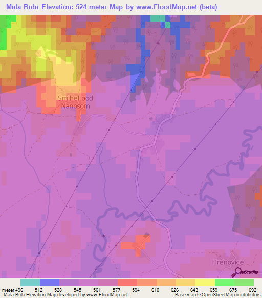 Mala Brda,Slovenia Elevation Map
