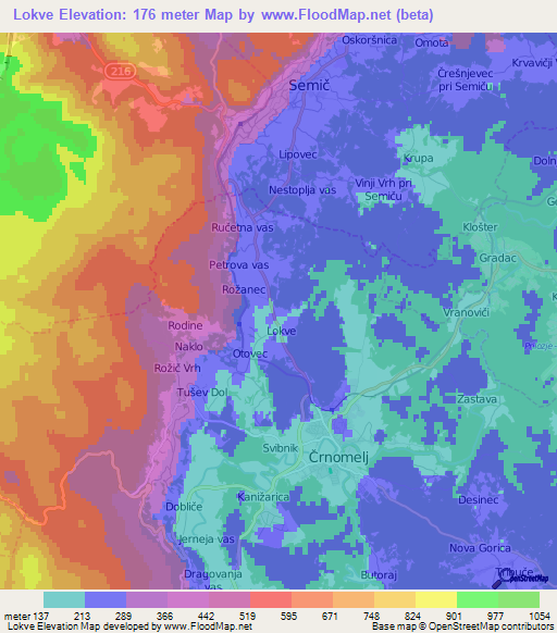 Lokve,Slovenia Elevation Map