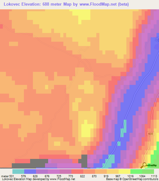 Lokovec,Slovenia Elevation Map