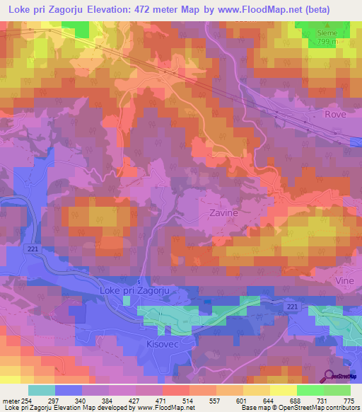 Loke pri Zagorju,Slovenia Elevation Map