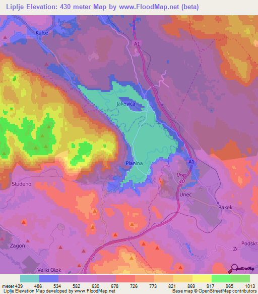 Liplje,Slovenia Elevation Map