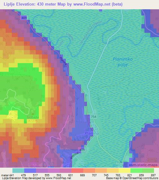 Liplje,Slovenia Elevation Map