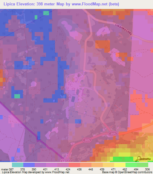 Lipica,Slovenia Elevation Map