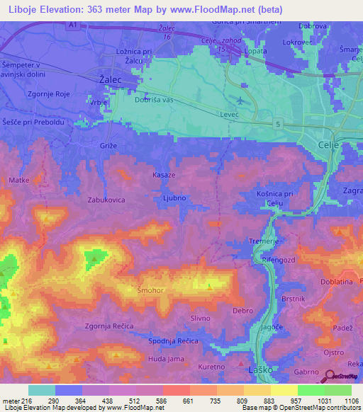 Liboje,Slovenia Elevation Map