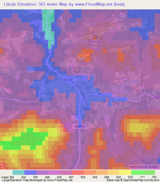 Liboje,Slovenia Elevation Map