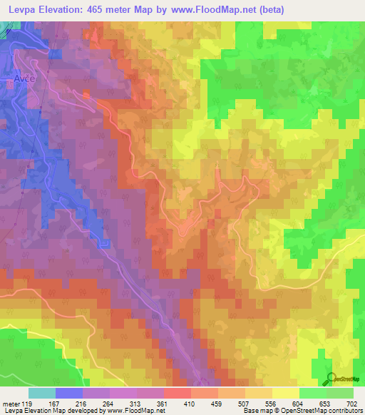 Levpa,Slovenia Elevation Map