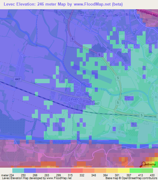 Levec,Slovenia Elevation Map