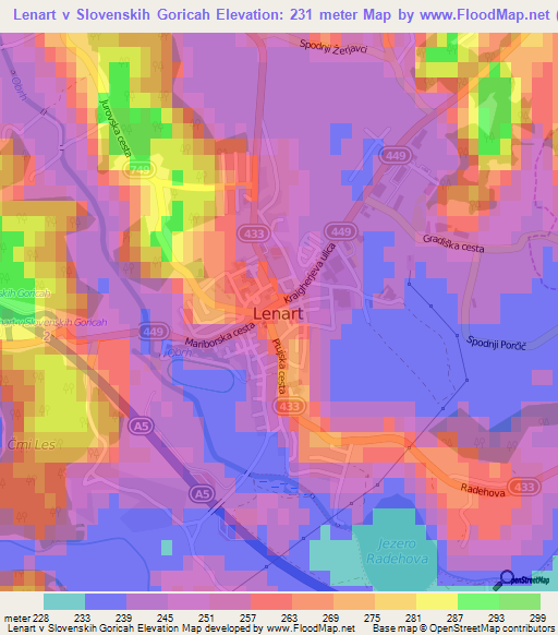 Lenart v Slovenskih Goricah,Slovenia Elevation Map