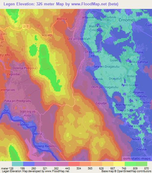 Legen,Slovenia Elevation Map