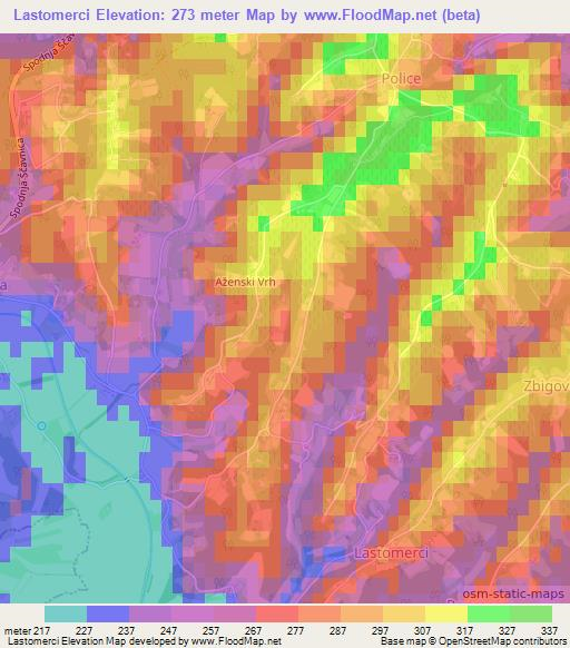 Lastomerci,Slovenia Elevation Map